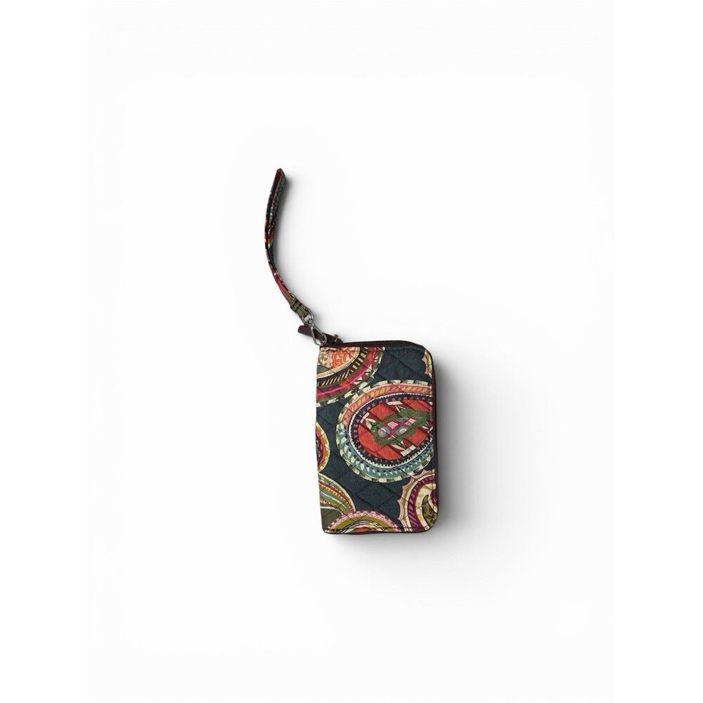 Vera Bradley RFID Grab & Go Wristlet Wallet Heirloom Paisley Green Maroon - Picture 1 of 4